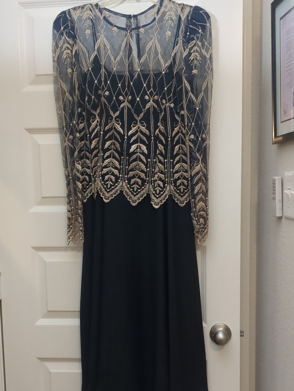 Vintage Cachet Navy Blue Chiffon Dress